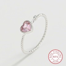 NEW Fashion Rings For Women S925 Sterling Silver Dazzling CZ Pink Heart Love Wed - £10.07 GBP