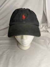 Polo Cap Ralph Lauren Polo Pony Black Hat One Size Leather Adjustable St... - £11.94 GBP