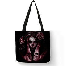 Casual Handbag in Woman Totes Art Tatoo Horror Image Linen Daily Life Work Trave - £13.69 GBP