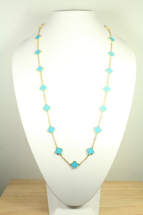 20 Turquoise Quatrefoil Motif Necklace