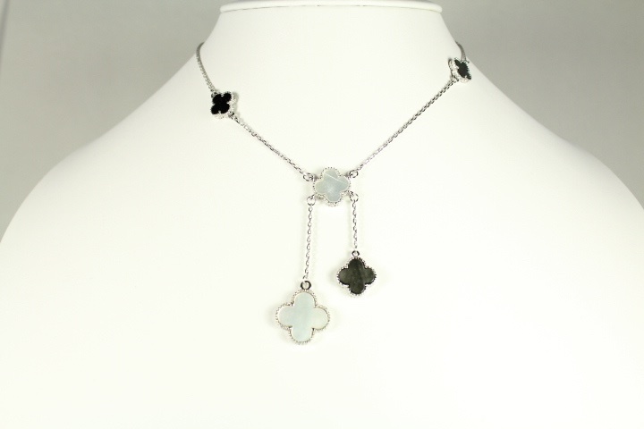 Silver Hanging Cluster Necklace