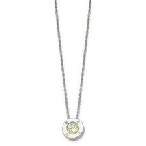 August Green Birthstone  Circle Pendant on 20 inch Loose Rope Chain Stainless St - $41.13