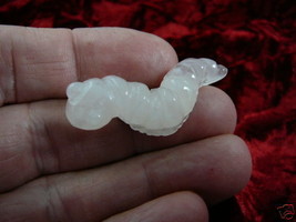 (Y-CATE-550) little Pink quartz baby INCH WORM CATERPILLAR gemstone carving - $14.01