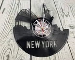 New York City Art Vinyl Wall Clock Gift Room Modern Home Record Black - $28.50