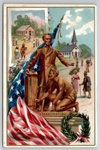 Abraham Lincoln Patriotic Emancipation Monument School Church Flag Postc... - $9.95