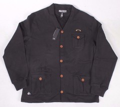 Ten 10.Deep Black Veterans Card Fleece Cardigan Sweater Jacket 2XL 3XL NW - £33.05 GBP