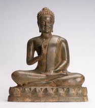 Antigüedad Thai Estilo Sentado Estatua de Buda Enseñanza Mudra - 35cm/35.6cm - £655.87 GBP