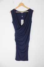 NWT Kimi + Kai M Navy Blue Ruched Side Wrap V-Neck Maternity Dress - £34.82 GBP