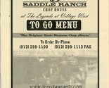 Saddle Ranch Chop House Menu Kansas City Kansas - £21.90 GBP