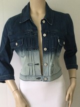 LEVI’S Blue Ombré Cropped 3/4 Sleeve Denim Button Up Jacket (Size M) - £31.30 GBP