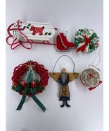 Vintage Handmade Christmas Ornaments Asssorted Wreath Sled Wood Angel Sk... - £16.43 GBP