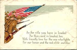 Vintage Postcard WWI Soldiers w Flag &amp; Poem - Loyalty Series  - £10.47 GBP