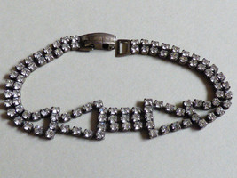 vtg Deco silver tone metal round cut clear Rhinestone Bracelet 6.75&quot; - £27.24 GBP