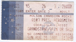 AEROSMITH 1988 TICKET STUBS CNE GRANDSTAND TORONTO Q107 MOLSON CANADIAN ... - $9.77