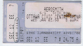 AEROSMITH 1990 TICKET Stub Ottawa Civic Cente with openers Skid Row Jan 2  - £11.75 GBP