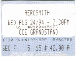 AEROSMITH 1994 Vintage Ticket Stub Ottawa CCE Grandstand STEVEN TYLER VG+ - £7.62 GBP