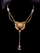 Stunning art nouveau style Butterfly necklace - Brilliant aurora borealis rhines - £92.70 GBP