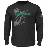 Majestic Miami Dolphins Big &amp; Tall Reflective L/S T-Shirt, Black - $21.99