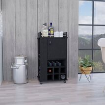 Fargo Bar Cart: Cabinet, 6 Wine Racks &amp; Casters - $190.99