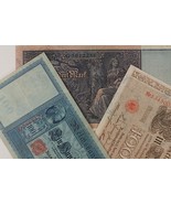 1910 German Empire 3-Note Currency Set Germany 100 &amp; 1000 Mark Reichsban... - $75.05 CAD