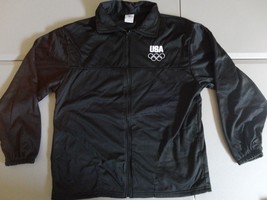 Black USA Olympic Committee Track &amp; Field Warmup Polyester Jacket Size L... - £16.99 GBP