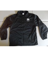 Black USA Olympic Committee Track &amp; Field Warmup Polyester Jacket Size L... - £16.41 GBP