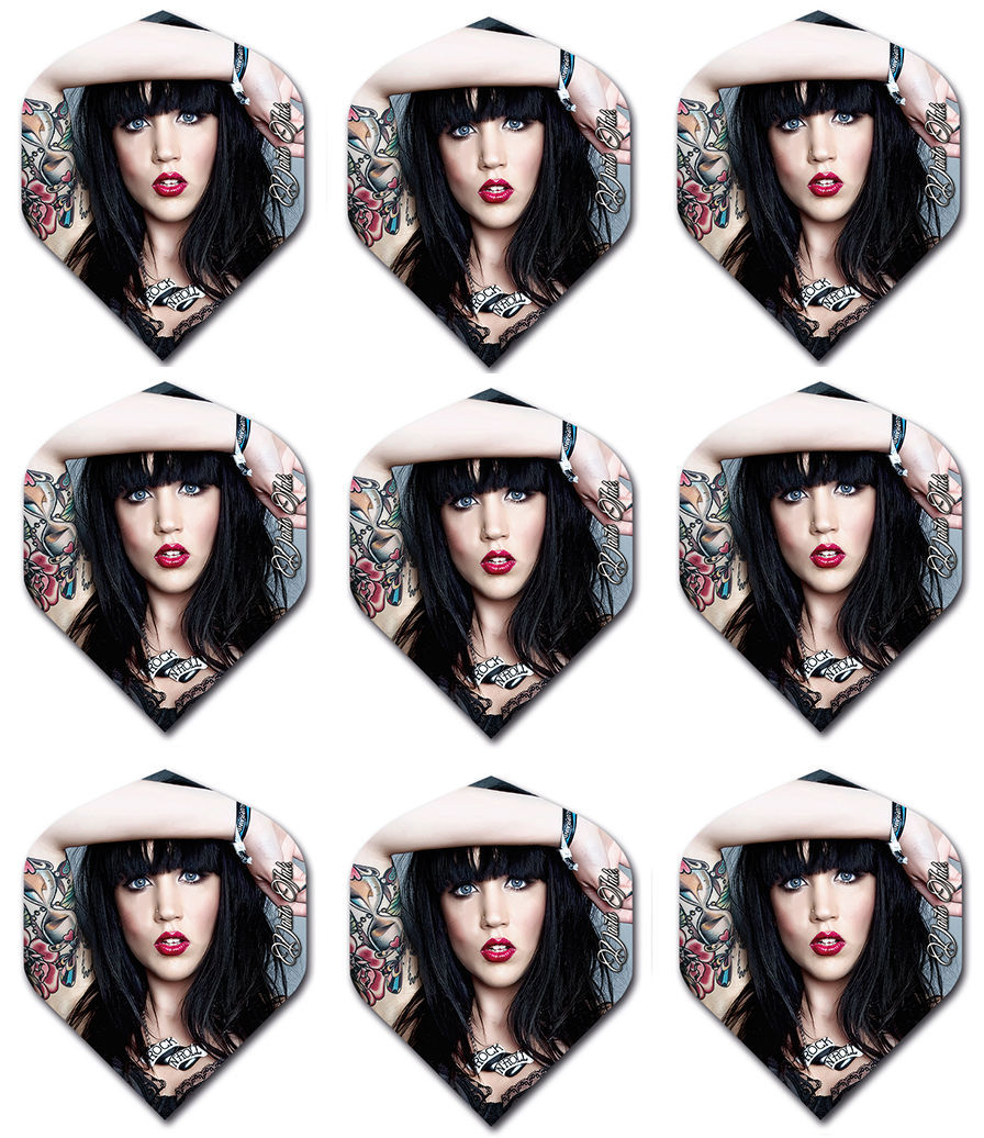 Brunette Girl Tattoo&#39;d Standard Dart Flights - 100 Micron - 3 sets (9 fl... - $4.93