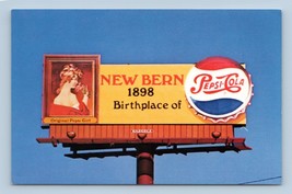 Birthplace Of Pepsi Cola Sign Billboard New Bern NC UNP Chrome Postcard P3 - £2.29 GBP