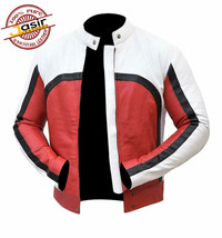 Singer Freddie Mercury Red &amp; White Concert Genuine Leather Jacket - £116.22 GBP