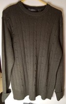 OSCAR DE LA RENTA CARDIGAN L OLIVE CABLE KNIT CREWNECK SWEATER PULLOVER  - £13.45 GBP