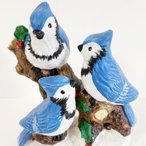 Blue Jay Family Winter Bird Ceramic Vintage 1990s 4.5&quot; K&#39;s Collection HGS2E - $29.99