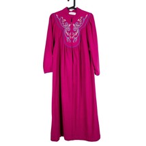 Vanity Fair VTG Fleece  Robe M Womens Purple Pink Embroidered Full Zip USA - $27.58