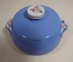 Vintage Hall Rose Parade Drip Jar and Lid Pattern # 1259 Blue White Pink Flowers - £36.76 GBP