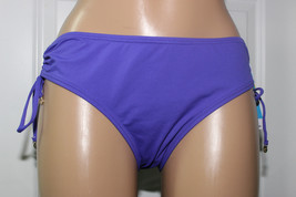 NEW Anne Cole 16MB300 Purple Tie Sides Shirred Swim Hipster Bikini Bottom XS - £9.61 GBP