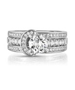 Sterling Silver Cubic Zirconia Interlock Ring and Band Set - Size: 6 - $34.16 CAD