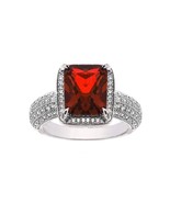 Genuine Gemstone Emerald Cut Ruby Ring: 6 - £11.82 GBP