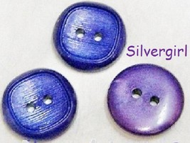 Set of 3 Royal Purple Vintage Plastic Buttons - $1.99