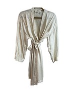 Victoria&#39;s Secret Silk Robe Vintage M/L Off-White Kimono Style - $59.20 CAD