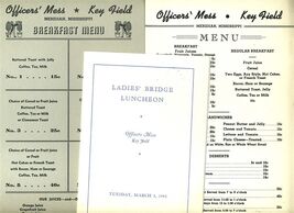Key Field Officers Mess Menus Meridian Mississippi 1943 World War Two - $41.53