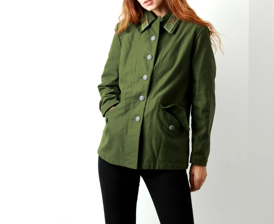 Primary image for Vintage 1960s 1970s Swedish Army jacket M59 military coat combat green np tabs