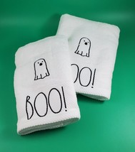 Rae Dunn by Magenta “Boo” White cute Ghost Halloween Hand Towels Set of 2 16x30 - £11.86 GBP