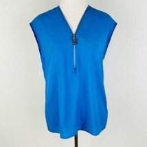 Michael Kors Womens Blouse Top Medium Blue Cap Sleeve V-Neck Pullover Work - £19.75 GBP