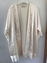 Vtg Victorias Secret Gold Label Cream Paisley Open Short Robe One Size Kimono - £62.84 GBP