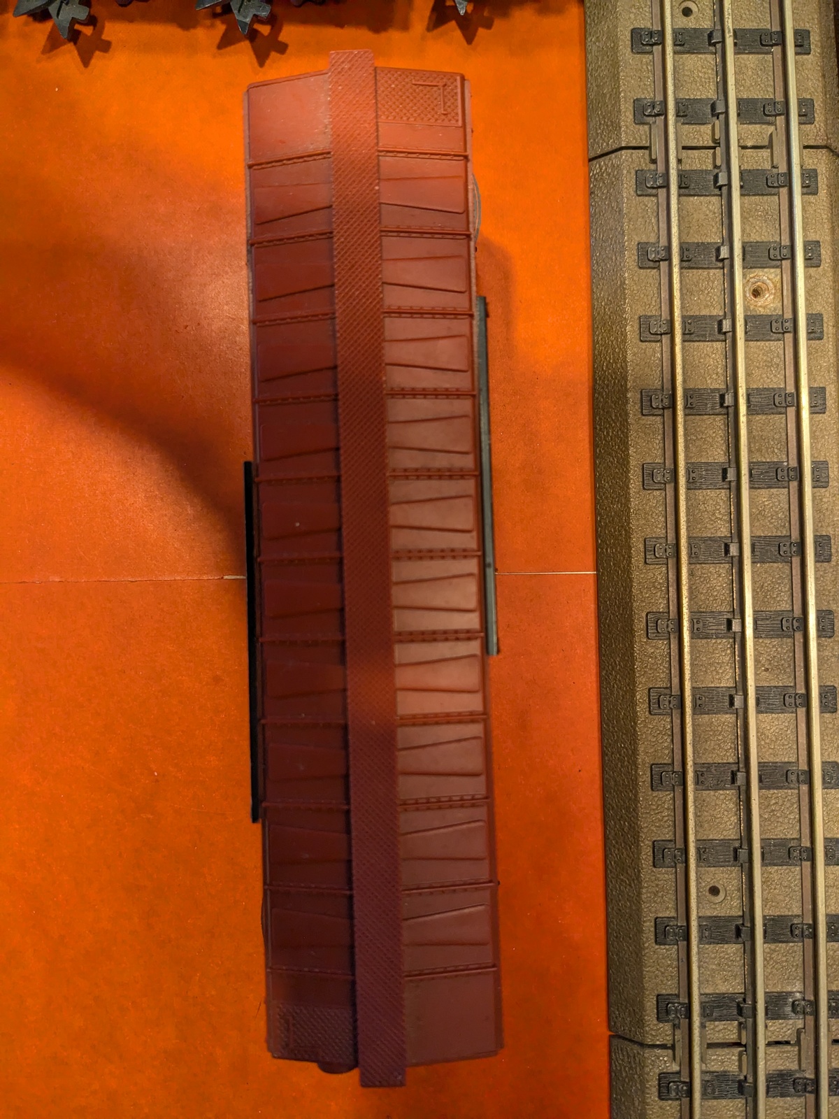 Marx Trains Used  #147815  Plastic Deluxe R I Rock Island Box Car Tuscan Brown Item image 3