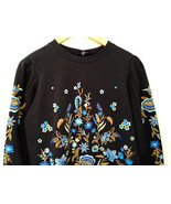 NWT DREW Designer Black Princess Floral Embroidered Sweatshirt Top XS $216 - £52.88 GBP