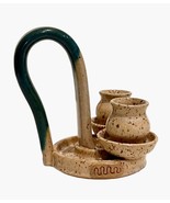 Stoneware Pottery Studio Artist Made Chamberstick Candle Holder Curved H... - $25.08