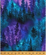 Cotton Nature Pine Trees Forests Sky Blue Purple Fabric Print by Yard D4... - £28.32 GBP