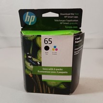 2 Pack Genuine HP 65 (T0A36AN) Black &amp; Tri Color  Ink Cartridges July 2024 - £16.68 GBP