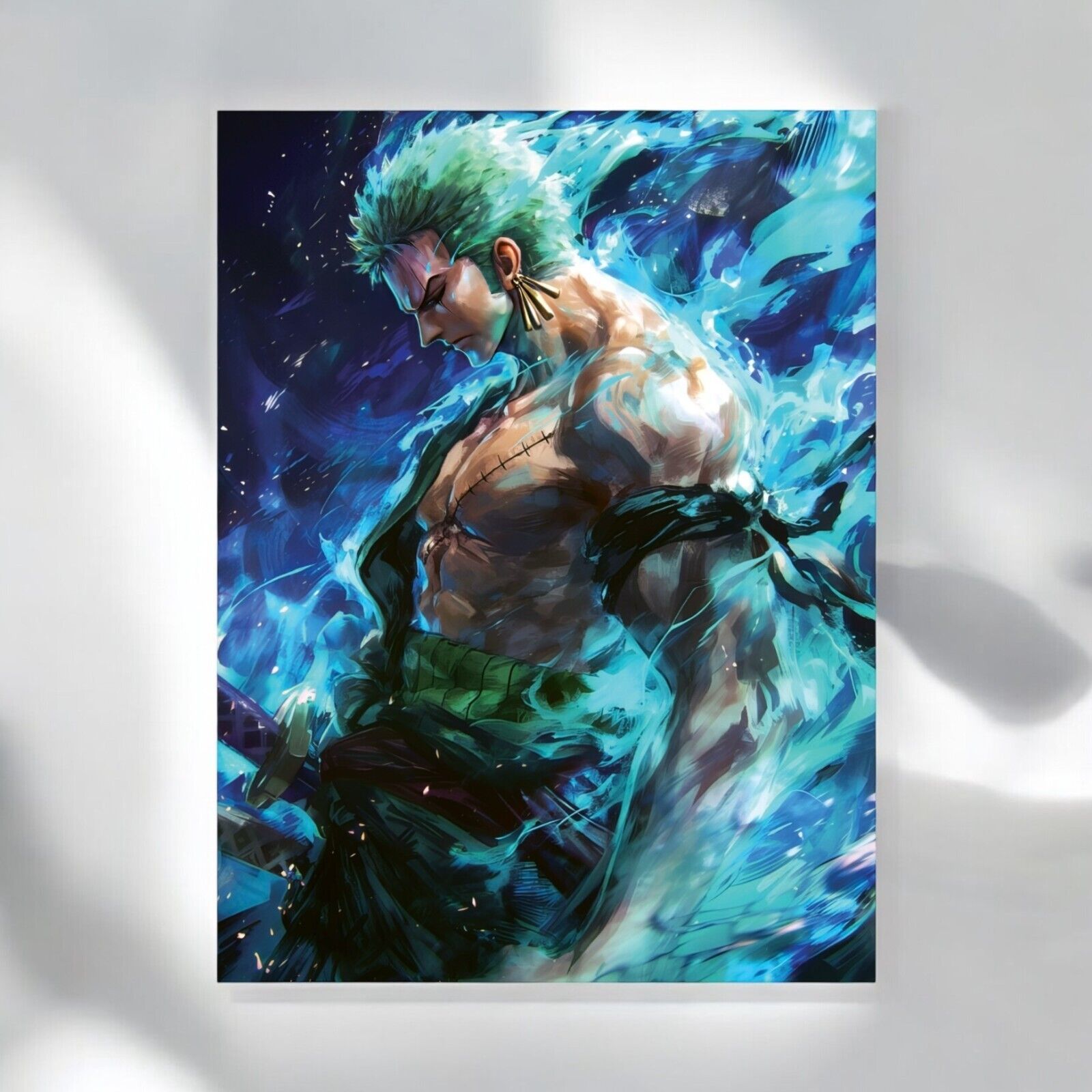 Anime One Piece Pirate Roronoa Zoro Green POWER Home Decor Metal Wall Ar... - $9.94+