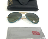 Ray-Ban Sunglasses RB3025-J-M AVIATOR FULL COLOR 9196/BH Blue Shiny Gold... - $148.49